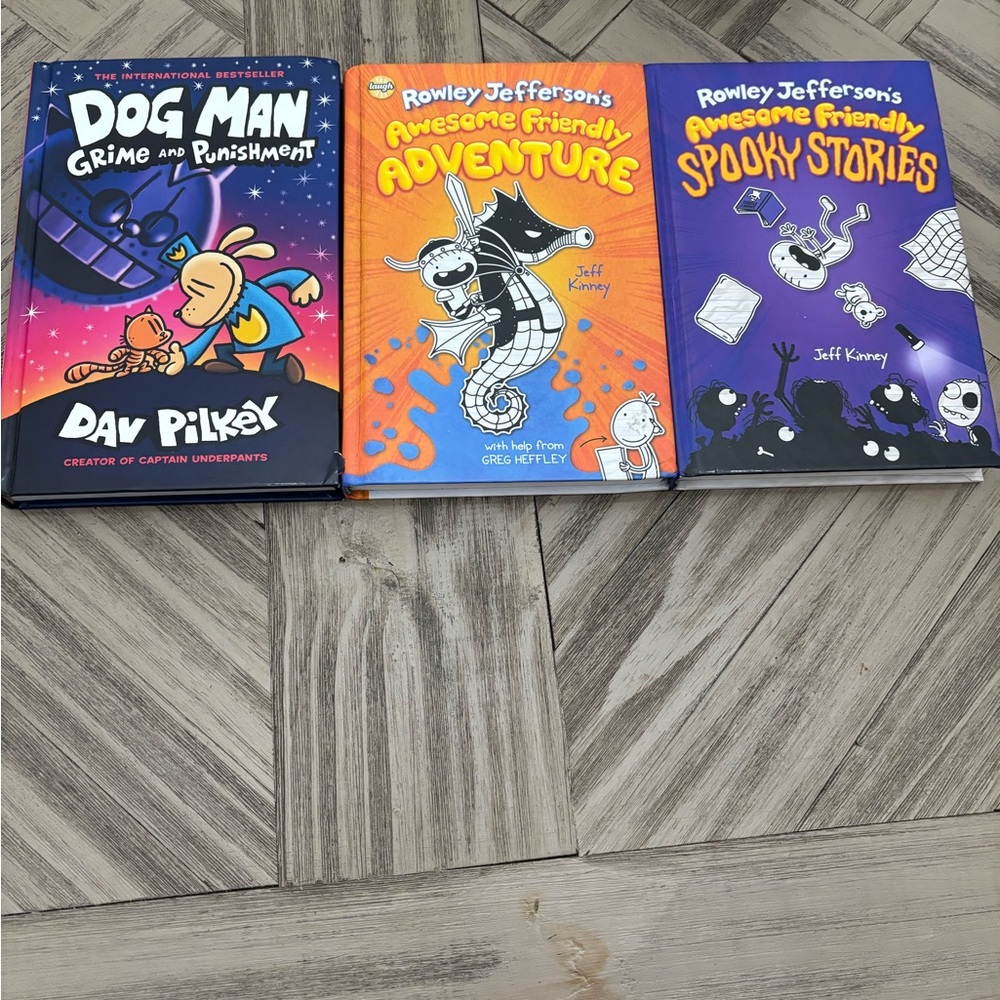 Kids’ 3 Book bundle! Wimpy Kid and Dog Man. Book Set of 3, Jeff Kinney titles